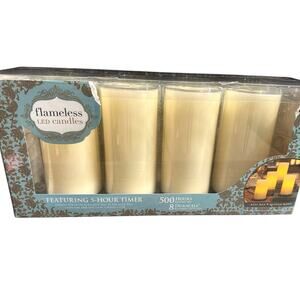 Flameless LED 3" x 6" Vanilla Scented Real Wax Pillar Candles-Open Box-Set of 4